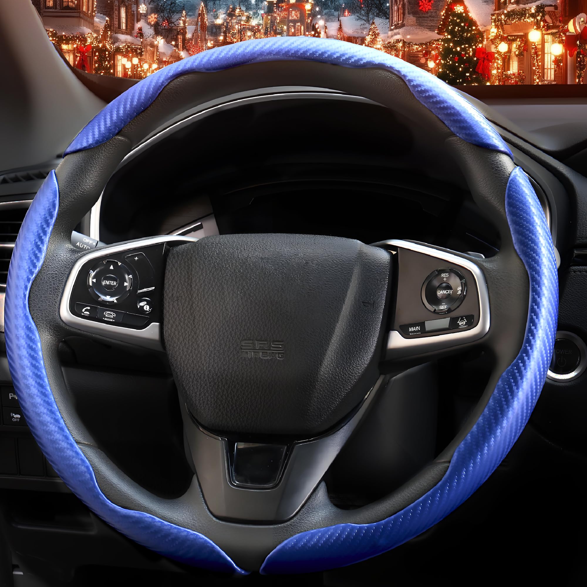 Photo 1 of 3 Pcs Carbon Fiber Car Steering Wheel Cover, Anti-Skid & Scratch-Proof,Segmented, Butterfly Thin Steering Wheel Cover Men/Women Universal Fit 14.5"-16" Wheel Covers for Cars/Truck/SUV