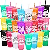 Inbagi 24 Pack Thank You Gifts You Are Awesome Cup Employee Appreciation Gift 24 oz Plastic Tumbler with Lids and Straw Inspirational Reusable Tumbler for Women Social Worker Dental Assistant Teacher