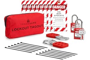 TRADESAFE Lockout Tagout Kit with Hasps, Lockout Tags, Red Loto Locks - Electrical Lock Out Tag Out Kits for OSHA Compliance, Personal Loto Kit (2 Keys Per Lock)