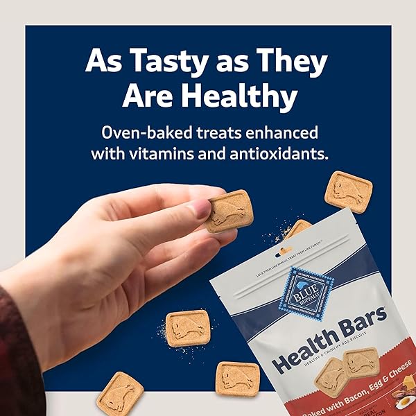 BLUE BUFFALO HEALTH BARS CRUNCHY DOG BISCUITS, VARIETY PACK, BACON, EGG & CHEESE, APPLE & YOGURT, PUMPKIN & CINNAMON, 16-OZ BAGS