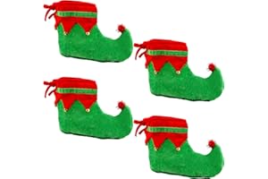 Cagemoga 2 Pairs Christmas Elf Shoes Red Green Elf Shoes for Adult Christmas Elf Costume Accessories