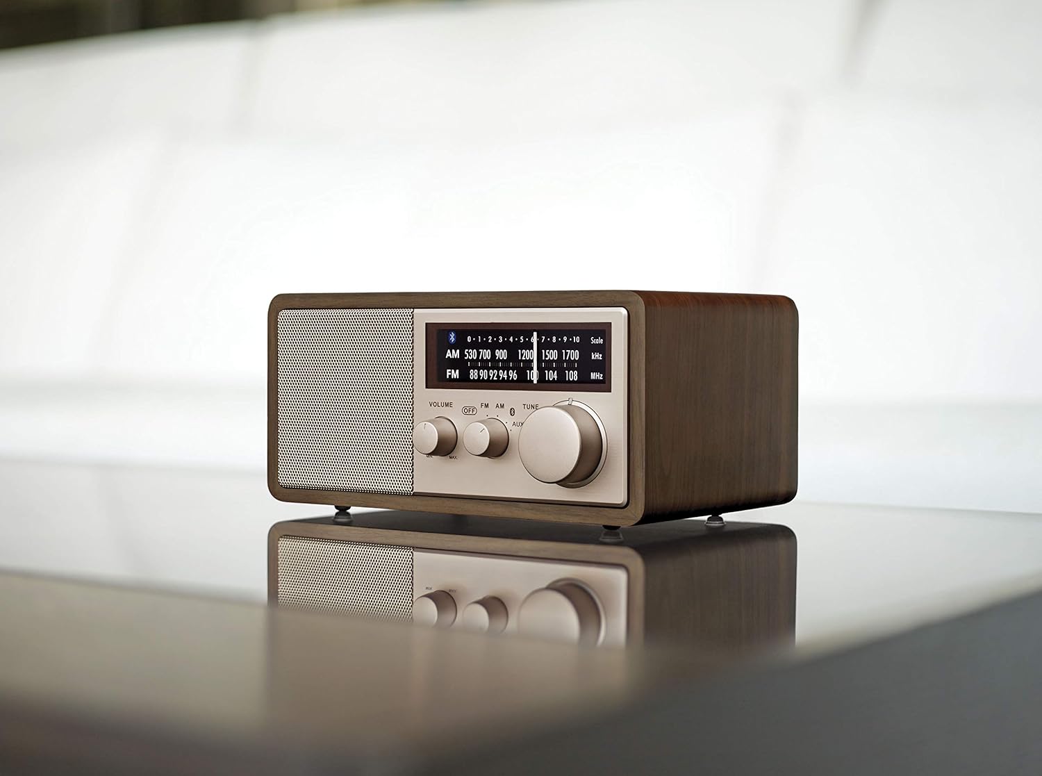 Sangean WR-16SE 45th Anniversary Special Edition AM/FM/Bluetooth/Aux-in/USB Phone Charging Dark Walnut Wooden Cabinet Radio with Rose Gold Face Plate: Electronics