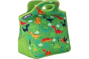 GOPRENE Kids Dinosaur Lunch Bag for Boys Insulated Neoprene Lunch Tote Fits Bento Box and Thermos Green Toddler Lunchbox for School Daycare or Travel