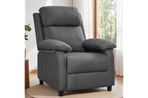Korser Recliner Chair, Living Room Chairs for Adults, Padded Deep Seat Reading Chair with Side Pockets, Small Recliners for S