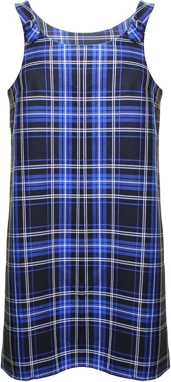 blue tartan pinafore dress
