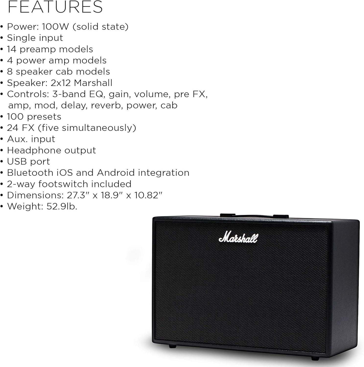 marshall code 2x12 guitar cabinet