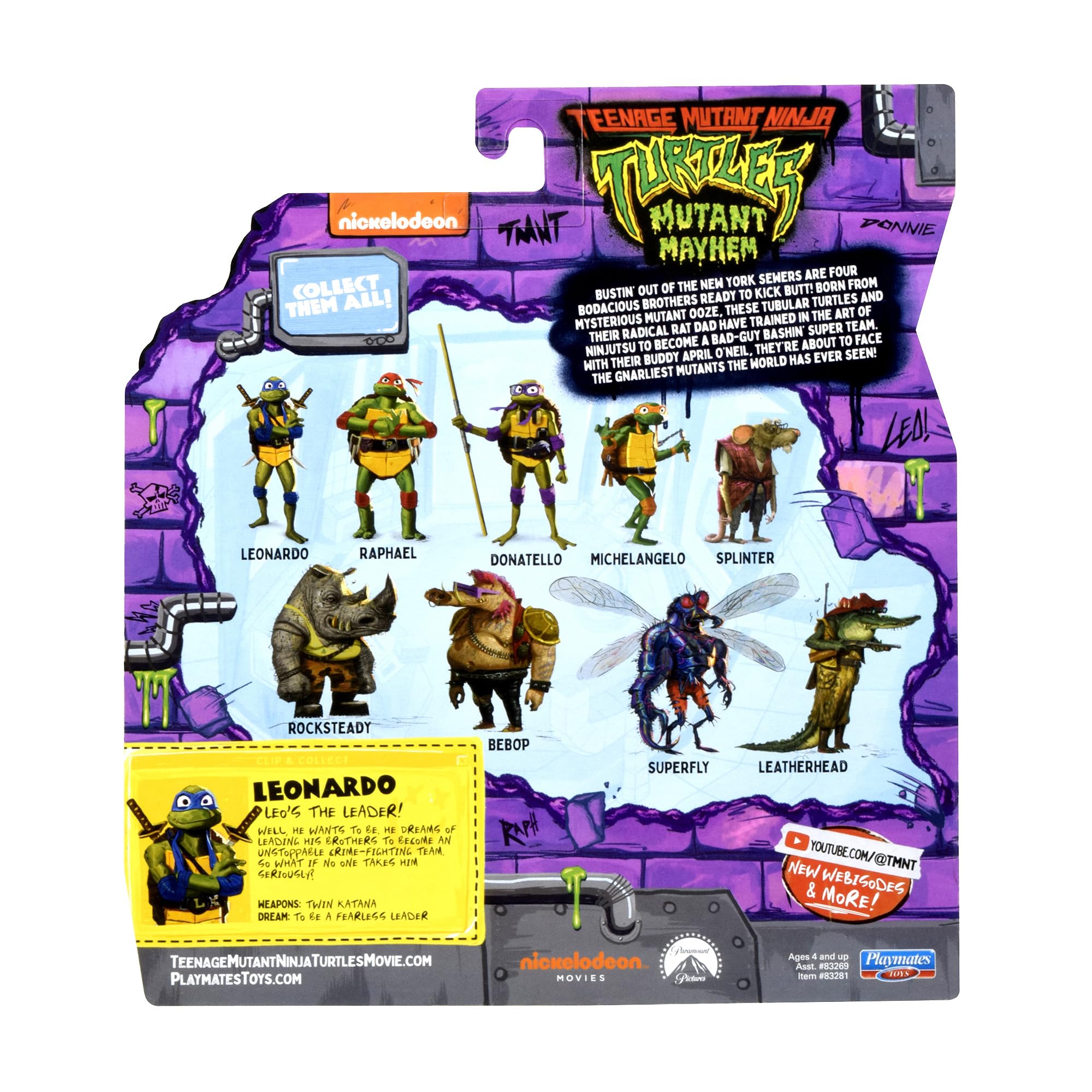 Teenage Mutant Ninja Turtles: Mutant Mayhem 4.5” Leonardo Basic Action Figure by Playmates Toys