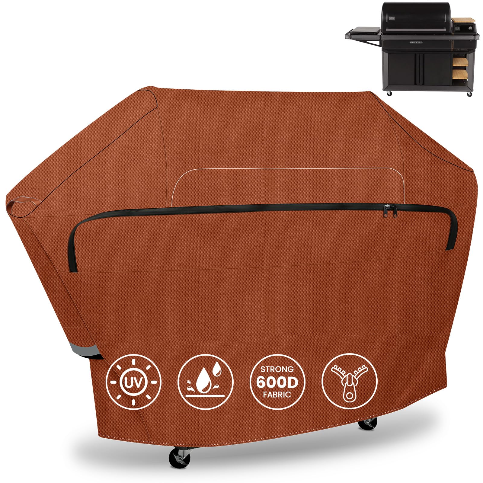 QuliMetal Grill Cover for Traeger Timberline XL TBB01RLG, Ironwood XL TFB93RLG Wood Pellet Grills - Heavy Duty Waterproof Fade Resistant Full-Length Grill Cover for Traeger Cover BAC639 BAC647,Brown Image QuliMetal Grill Cover for Traeger Timberline XL TBB01RLG, Ironwood XL TFB93RLG Wood Pellet Grills - Heavy Duty Waterproof Fade Resistant Full-Length Grill Cover for Traeger Cover BAC639 BAC647,Brown Image