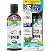 GuruNanda Travel Size CocoMint Oil Pulling Mouthwash, 7 Essential Oils &amp; Vitamins, Promotes Fresh Breath &amp; Happy Gums, No Alcohol &amp; Fluoride, 3 oz