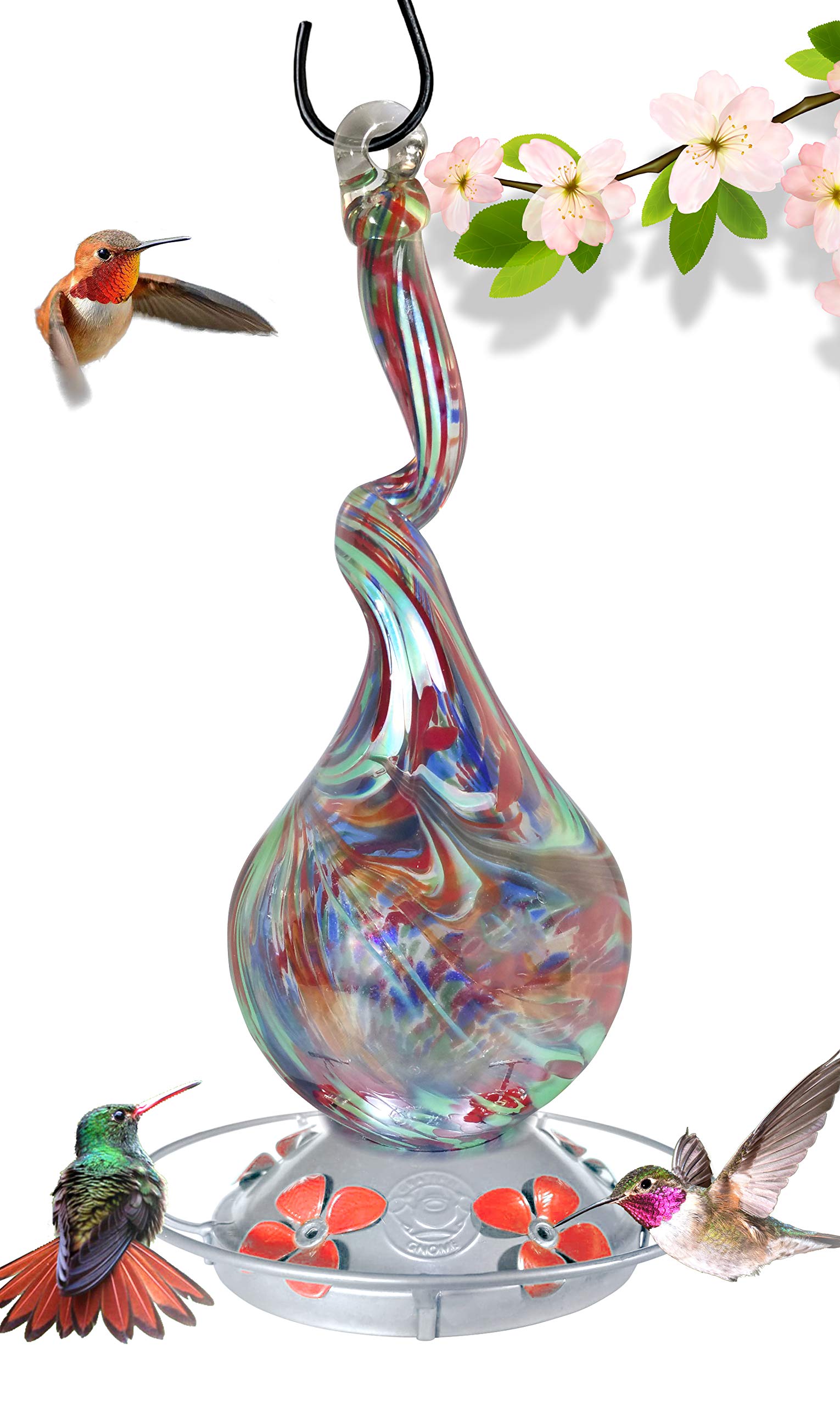 Grateful Gnome Hummingbird Feeder Hand Blown Glass Gnarly
