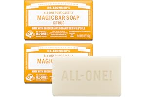 Dr. Bronner's Pure-Castile Magic Bar Soaps - Made with Regenerative Organic Certified Oils - For Face, Body, Hair- Vegan Soap Bars for Men & Women - Citrus, 2 pack, 5 oz