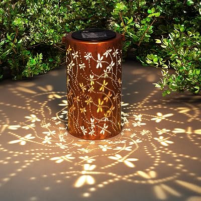 TickTime Dragonfly Solar Lantern Garden Light Copper Outdoor 3.9in