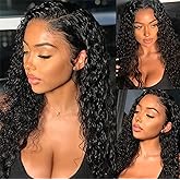 ESIWONHAIR 13x4 Deep Wave Wet and Wavy Lace Front Wigs Human Hair for Black Women 20Inch Glueless Brazilian Virgin Wear and G
