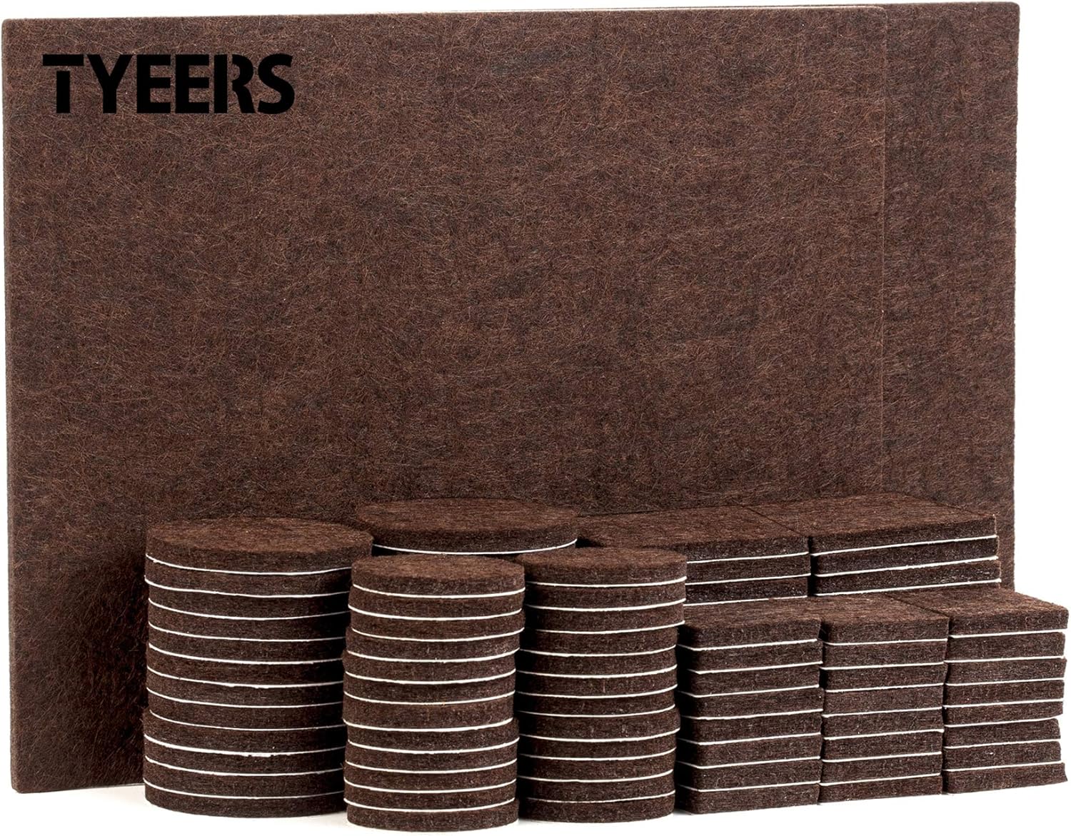 TYEERS Furniture Pads Felt Furniture Pads Hardwood Floor Protectors Non-Slip Furniture Pads Chair Leg Floor Protector Under Furniture Pads 98 PCS - Brown