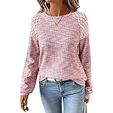 SHEWIN Fall Women Long Sleeve Tops Waffle Knit Shirts Multicolor Fabric Blouses