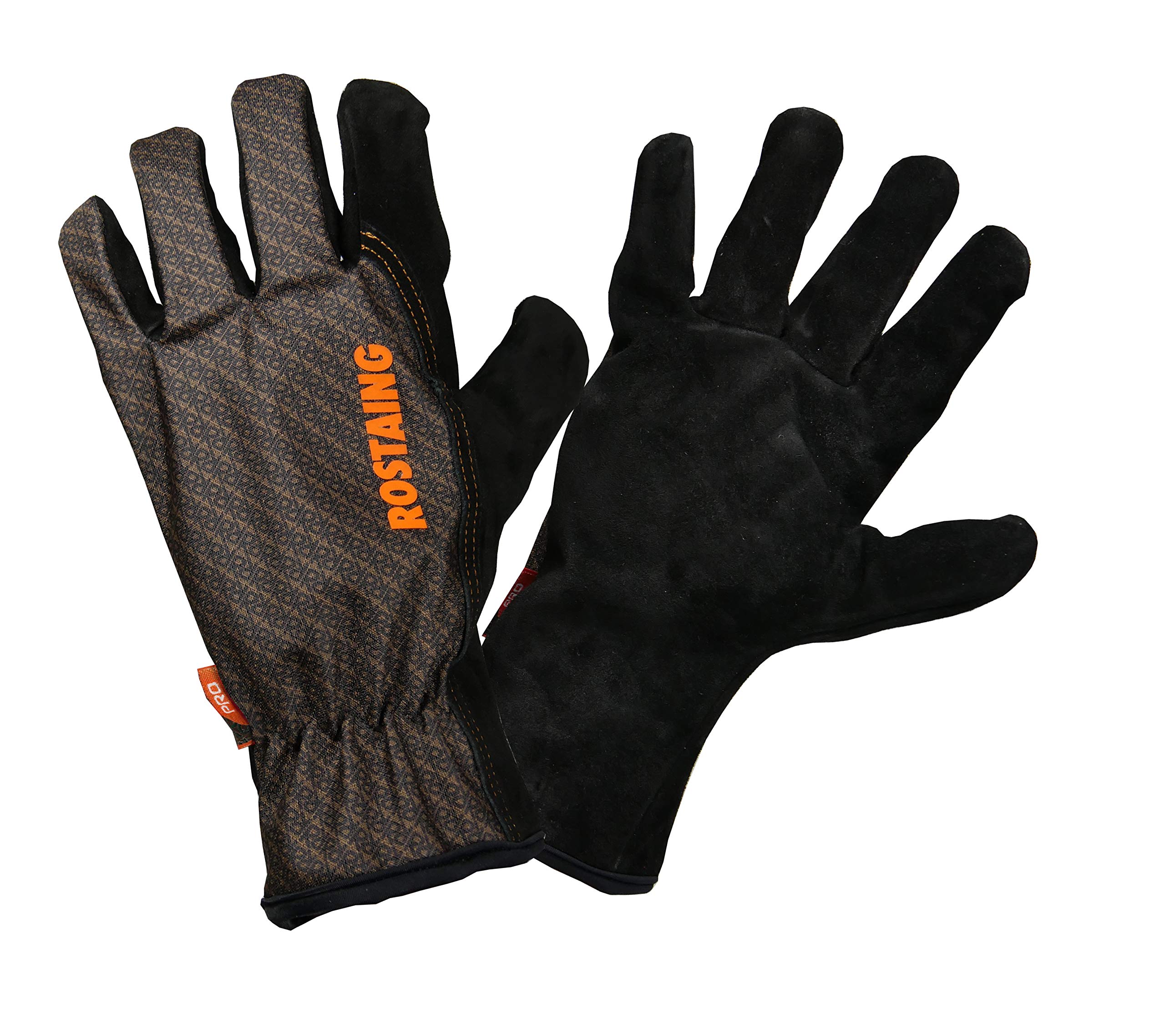 ROSTAING SOLIDO-IT10 Professional Gardening Gloves Comfortable Heavy Duty Heavy Duty Black Leather Size 10