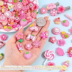 60Pcs Rose Pink Slime Charms Assorted Cute Decoden