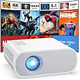 HOMPOW Projector, Native 1080P Full HD Bluetooth Projector with Speaker, 9500 Lumens Outdoor Portable Movie Mini Projector Compatible with Laptop, Smartphone, TV Stick, Xbox, PS5