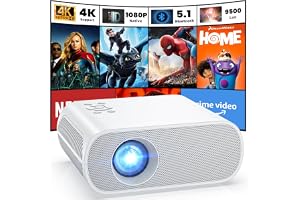 HOMPOW Native 1080P Projector, Mini Bluetooth Portable Movie Projector | Electric Focus, AutoKeystone, Built-in Speaker, Outdoor/Indoor Home Theater, HDMI/USB Compatible with iPhone/Laptop/Xbox/PS5