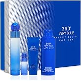 Perry Ellis 360&deg; Very Blue 4-Piece Gift Set Men, Fresh Fragrance | Cologne Gift Set, Perfume, 3.4 Fl Oz EDT, .25 Fl Oz Mini Travel Size, 6.0 Oz Body Spray &amp; 3 Fl Oz Body Wash