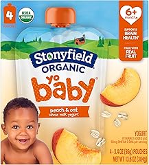 Stonyfield Organic YoBaby Peach & Oat Yogurt Pouches, 3.4 oz, 4 ct