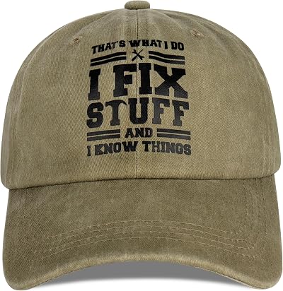 Jeasona Floppy Hat Gift for Men Embroidered Text Adjustable Summer Cap