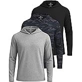 Real Essentials 3 Pack: Men's Dry Fit Wicking Long Sleeve Fishing Active Hoodie Pullover Sweatshirt (Big & Tall)