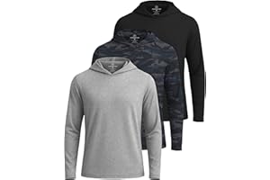 Real Essentials 3 Pack: Men's Dry Fit Wicking Long Sleeve Fishing Active Hoodie Pullover Sweatshirt (Big & Tall)