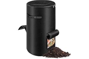 NIUYHE Compost Bins Outdoor with Observation Windows, 34 Gallon Reusable Home Compost Bucket for Outside Garden, Backyard, Heavy Duty Nonwoven Fabric Yard Waste Bag (1 Pack, Black)