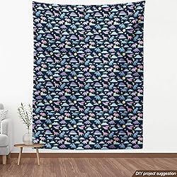 Ambesonne Cartoon Fabric by The Yard, Dino