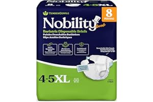 TENDERGENTLE 4-5xl Adult Diapers for Women and Men - 8 Bariatric Disposable Briefs with Tabs and Stretchable Side Panels - 100% Breathable with Maximum Absorbency