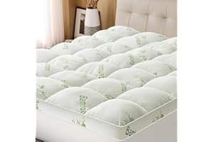 Easthome Mattress Topper Queen Size Viscose Derived from Bamboo, Thick Soft Pillow Top Mattress Pad Cover for Back Pain, Mattress Protector with 8-21 Inch Deep Pocket, White