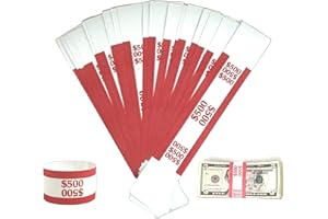 J MARK Money Bands Currency Sleeves Straps – (Pack of 330 - $500) Self-Adhesive Money Wrappers for Bills Color Coded Wraps Meets ABA Standards, 7.5 x 1.25 inches – Counter Recyclable Kraft Pape