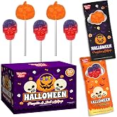 50 Pack Halloween Lollipops - Individually Wrapped Holiday Themed Pumpkin And Skull Lollipops &ndash; Trick Or Treat Strawberry And Tutti Frutti Delicious Candys - Bulk Halloween Suckers Great Use, For Kids, Party Favor, Classrooms, Goodie Bags