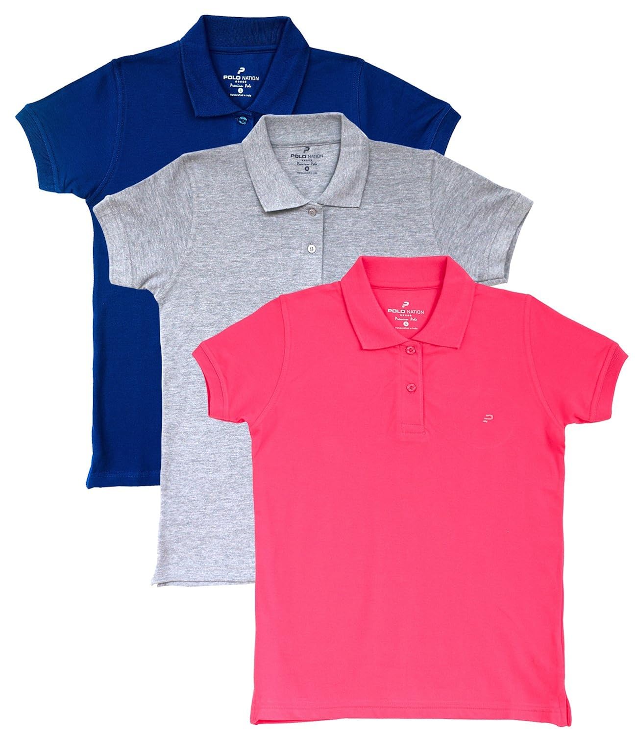 polo nation women solid cotton polo t-shirt pack of 3
