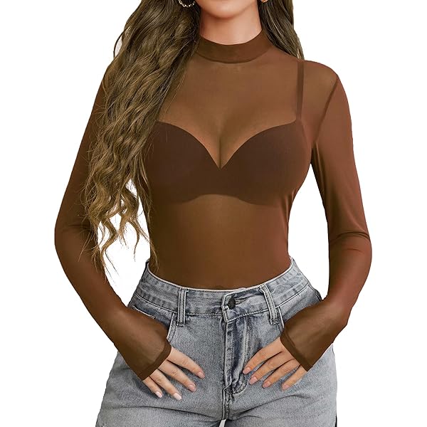 Amazon.com: Sexy See Through Sheer Mesh Tops Long Sleeve T Shirts