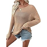 EVALESS Womens Sweaters Casual 2026 Spring Summer Crochet Hollow Out Tops Crewneck Long Sleeve Beach Cover Ups Cruise Outfits