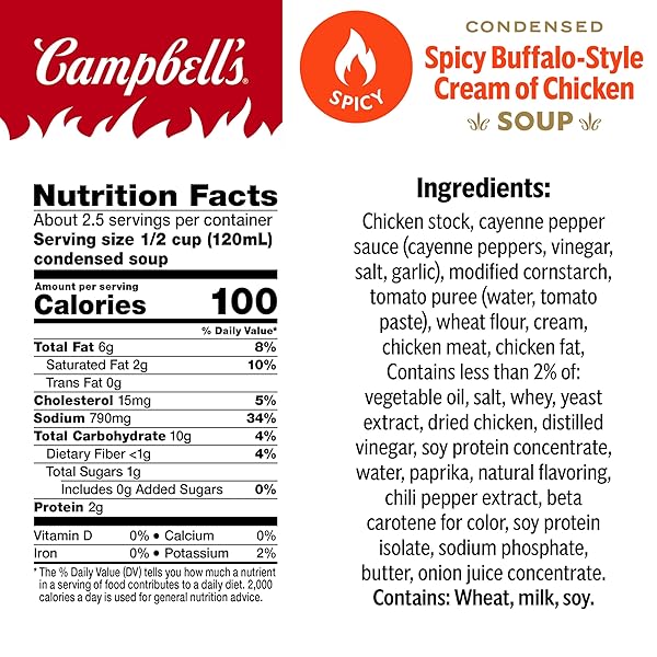 CAMPBELL’S CONDENSED SPICY BUFFALO-STYLE CREAM OF CHICKEN SOUP, 10.5 OZ CAN (CASE OF 12)