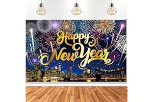 COQUETTEBOW012 Happy New Year Banner | New Year Backdrop for Happy New Years Decorations 2026 | Indoor Outdoor Celebration Photography Background