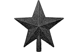 DIYASY Christmas Tree Topper, 7.5" Black Glitter Decorations Holiday Treetop Sparkle Xmas Star Ornament Seasonal Decor