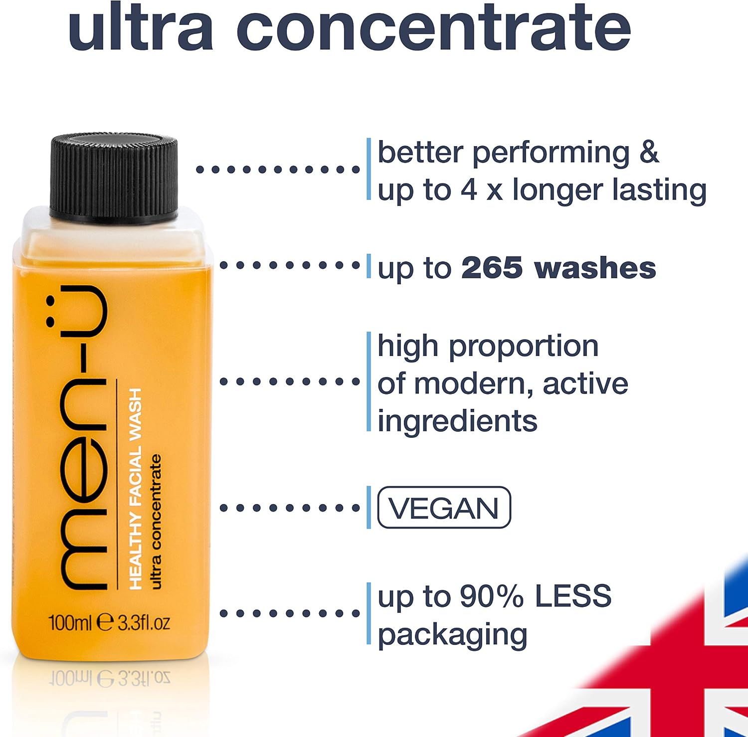 men-ü HEALTHY FACIAL WASH 100ml, for up to 265 washes, Ultra-Concentrate Healthy Face Cleanser - Image 3