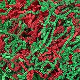 1/2 LB - Green & Red - Soft & Thin Crinkle Cut Paper Shred Filler great for Gift Wrapping, Basket Filling, Birthdays, Weddings, Anniversaries, Valentines Day, and other occasions