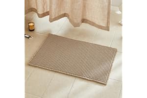 TYUU Waffle Bath Mat, Boho Bathroom Rugs Non Slip Washable Super Absorbent Quick Dry Farmhouse Bathroom Decor, 30"x20" Khaki