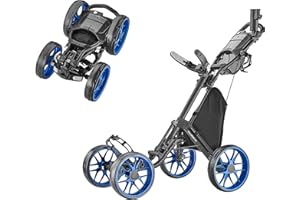 CaddyTek 4 Wheel Golf Push Cart - Caddycruiser One Version 8 1-Click Folding Trolley - Lightweight, Compact Pull Caddy Cart, Easy to Open