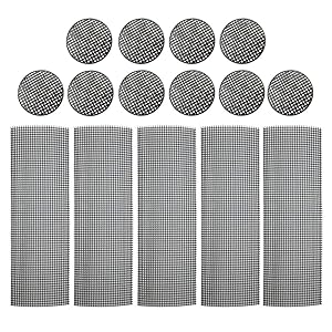 Flower Pot Hole Mesh Pads 15 PCS Plastic Mesh Screen - 5 PCS 10x30cm Bonsai Bottom Grid Mat and 10 PCS 4.6cm Diameter Round Rigid Polyethylene Garden's Drainage Mesh Hole Screens