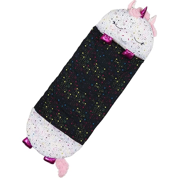 HAPPY NAPPERS PILLOW & SLEEPY SACK- COMFY, COZY, COMPACT, SUPER SOFT, WARM, ALL SEASON, SLEEPING BAG WITH PILLOW- LARGE 66” X 30”, SHIMMER UNICORN