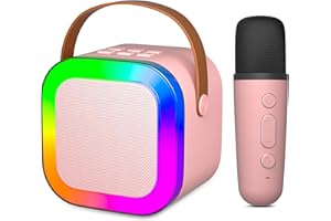 GENERIC Mini Karaoke Machine for Kids Adults, Portable Bluetooth Speaker with Wireless Microphones,Karaoke Toys Gifts for Girls Ages 4, 5, 6, 7, 8, 9, 10, 12 +Year Old Christmas Birthday Party(Pinkcolor)