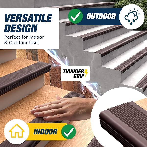 STAIR EDGE PROTECTOR 48 FT – BROWN RUBBER EDGE TRIM FOR STEPS – STAIR NOSE MOLDING – RUBBER NOSE TRIM – FIT FOR INDOOR AND OUTDOOR – NON SLIP AND WATERPROOF