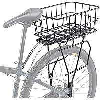 CXWXC Rear Bike Rack with Basket - Bike Cargo Rack for Disc Brake/Non-Disc Brake Mount - Bicycle Pannier Rack, Touring Carrie