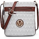 MARCO M KELLY Crossbody Bags for Women Travel Vegan Leather Multi Zip Pockets Crossbody Purses Trendy Monogram Shoulder Bags